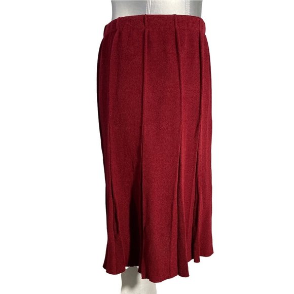 Brownstone Studio New York 10P Skirt Heavy Knit Fit Flare Brick Red Pleat Cute - Picture 3 of 7